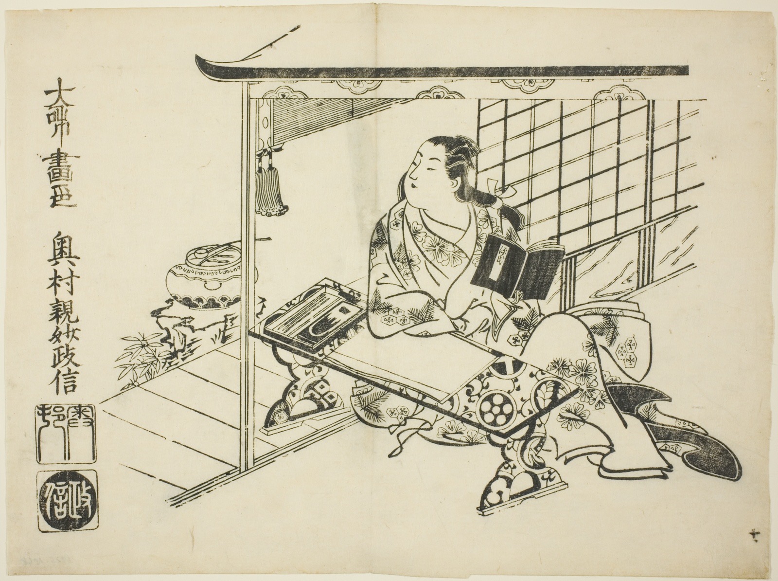 Murasaki Shikibu, ze série Ukiyo-e Genji, Okumura Masanobu