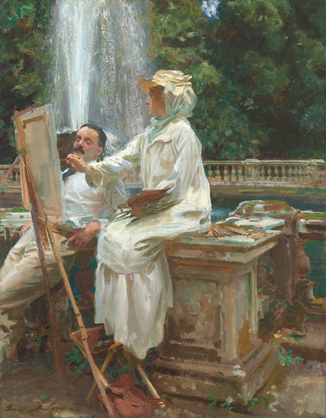 Fontána, Villa Torlonia, Frascati, Itálie, John Singer Sargent