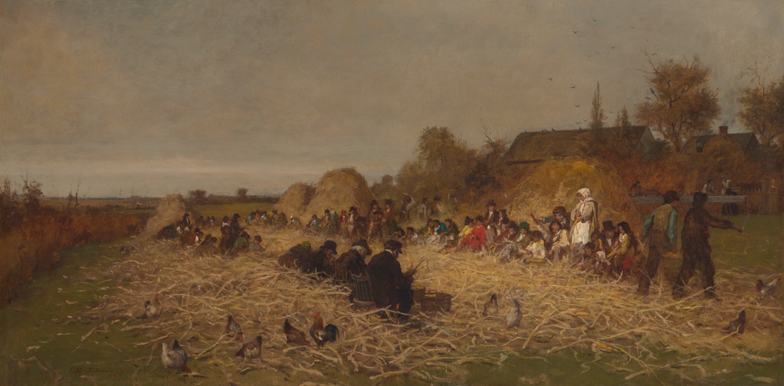 Loupání kukuřice, ostrov Nantucket, Eastman Johnson
