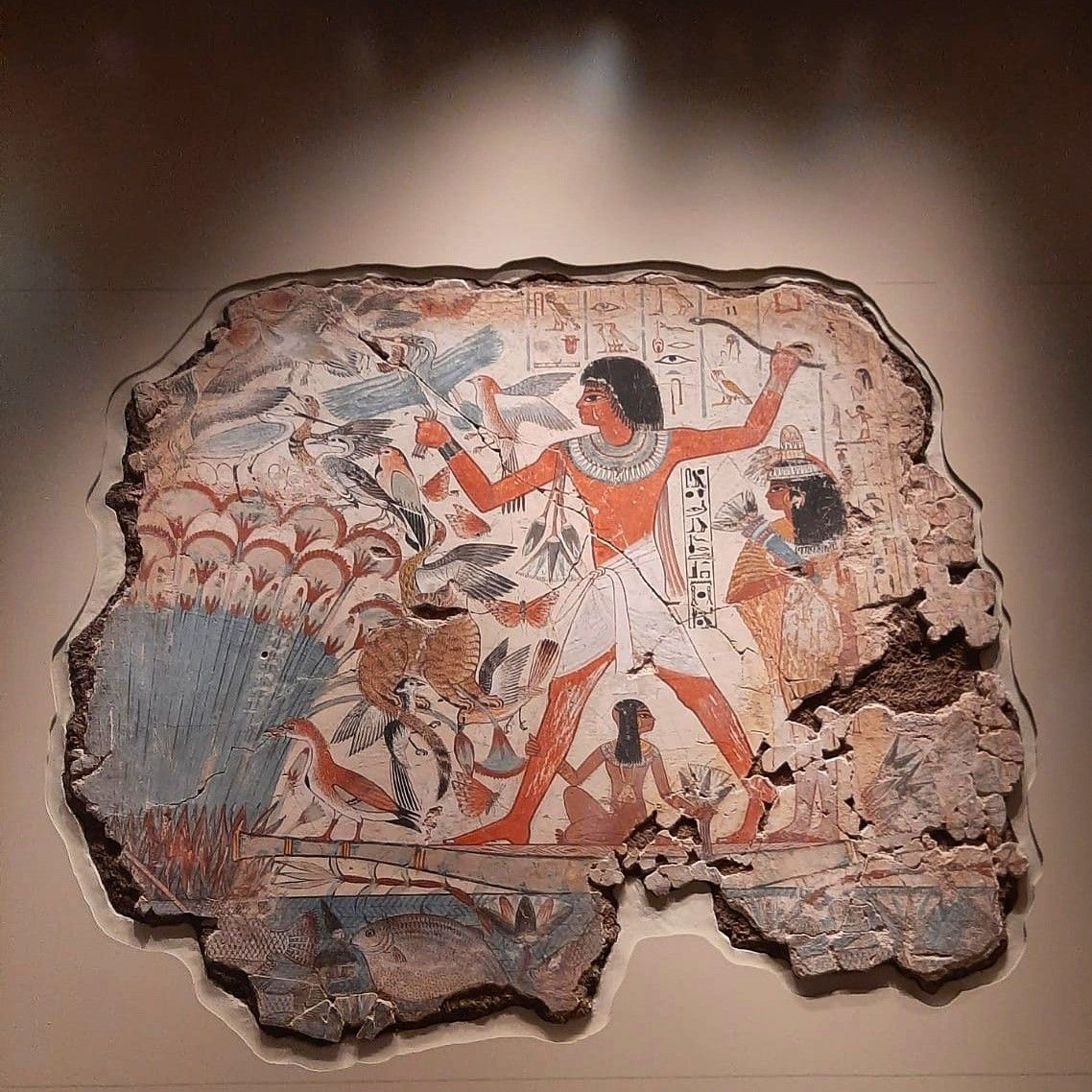 Lov ptáků v mokřinách z hrobky Nebamuna, neznámý egyptský malíř