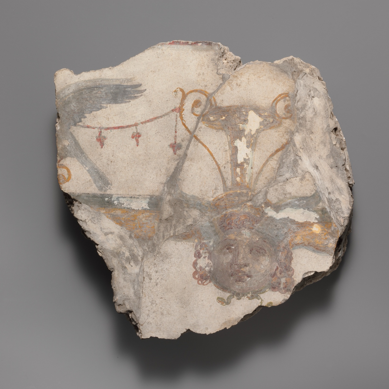 Fragment nástěnné malby s maskou Gorgony, Neznámý antický malíř