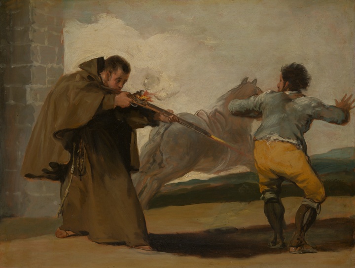 Bratr Pedro střílí na El Maragata, jehož kůň utíká, Francisco Goya