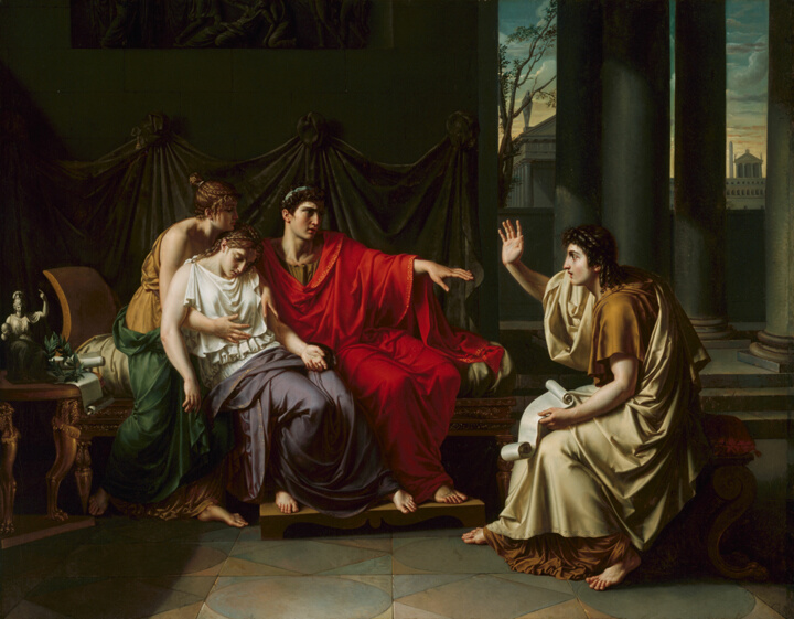 Vergilius předčítá „Aeneidu“ Augustovi, Octavii a Livii, Jean Baptiste Joseph Wicar