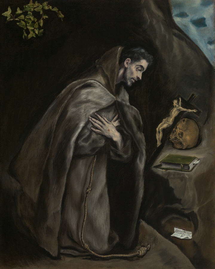 Svatý František klečící v rozjímání, Domenico Theotokópoulos, called El Greco