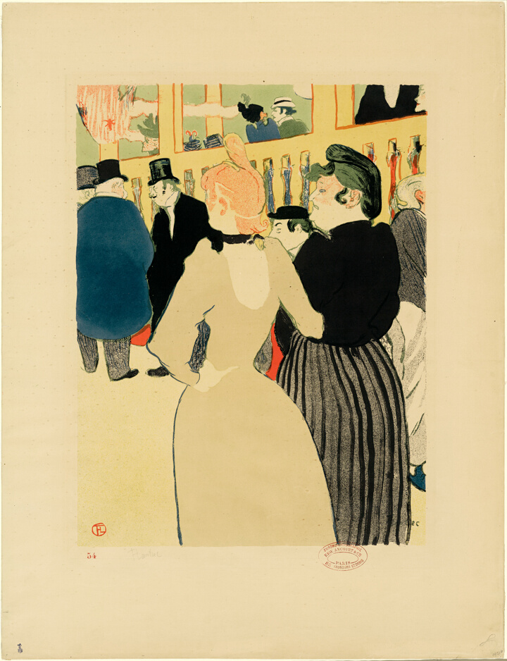 V Moulin Rouge, La Goulue a její sestra, Henri de Toulouse-Lautrec
