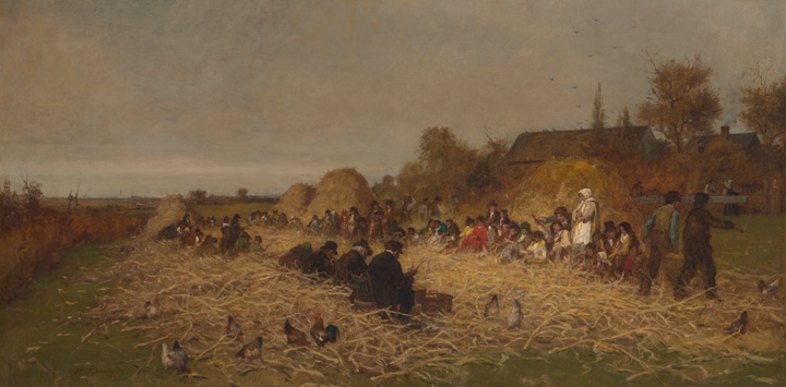 Loupání kukuřice, ostrov Nantucket, Eastman Johnson
