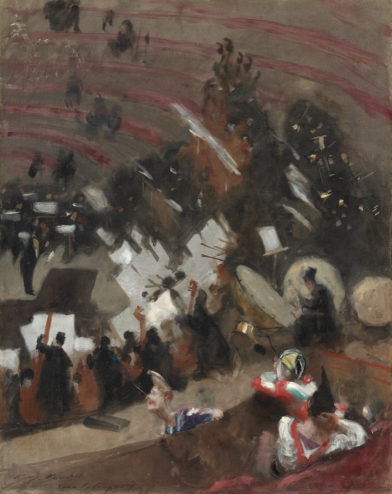 Zkouška Pasdeloupova orchestru v Cirque d'Hiver, John Singer Sargent