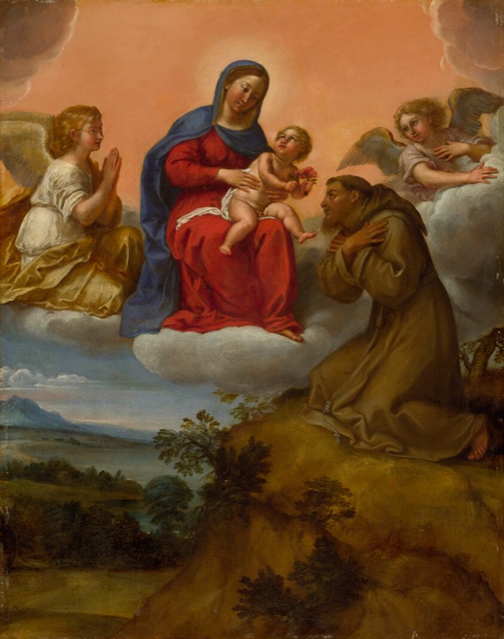 Panna Marie s dítětem uctívaná svatým Františkem, Francesco Albani
