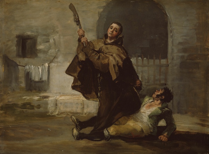 Bratr Pedro bije El Maragata pažbou pušky, Francisco Goya