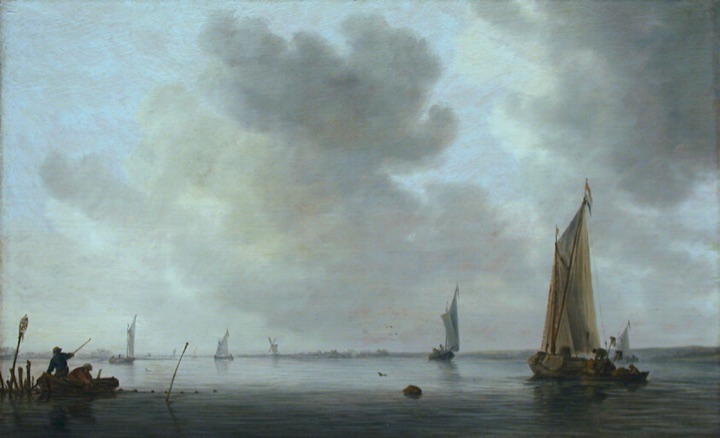 Rybářské lodě u ústí řeky, Jan van Goyen