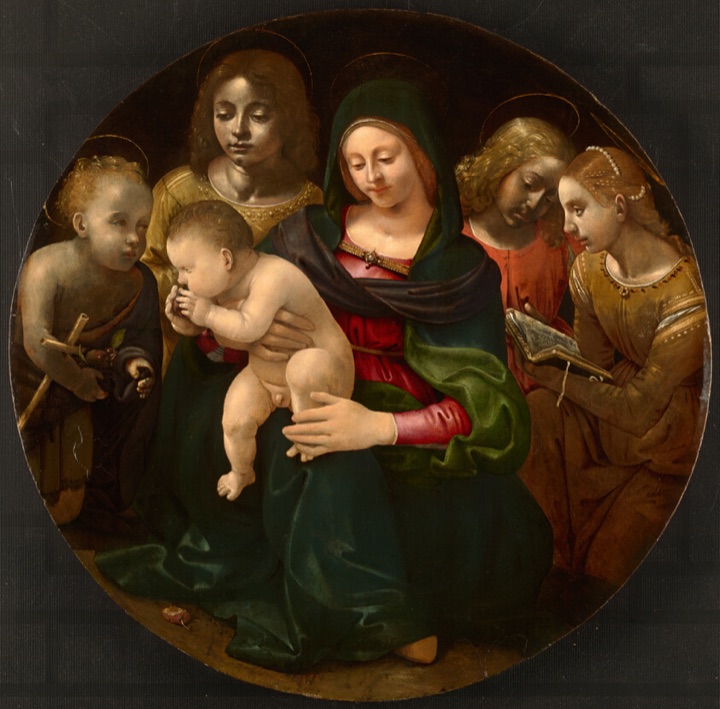 Panna Marie s dítětem, malým svatým Janem Křtitelem, svatou Cecílií a anděly, Piero di Cosimo