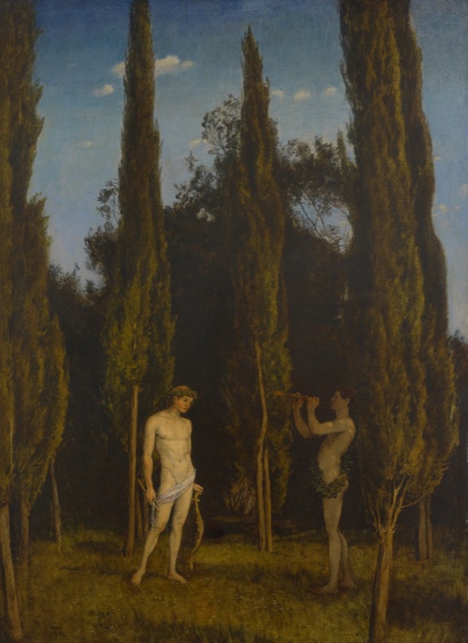 Apollón a Marsyas, Hans Thoma