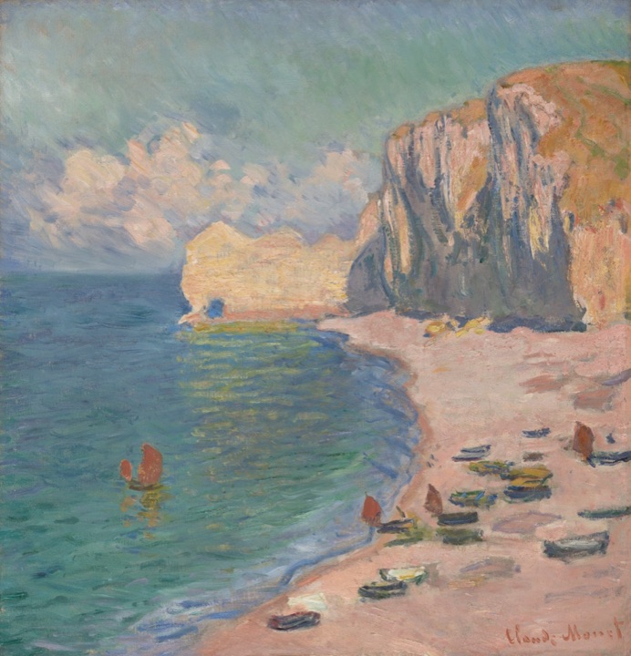 Étretat: Pláž a Falaise d'Amont, Claude Monet
