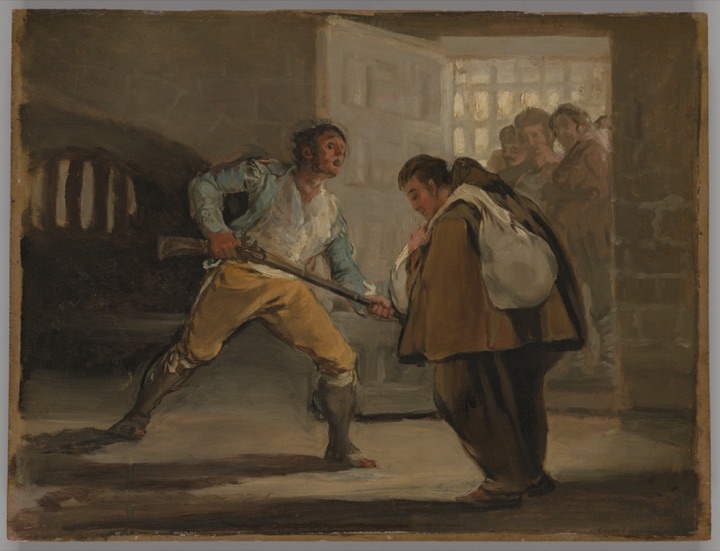 El Maragato ohrožuje bratra Pedra de Zaldivia puškou, Francisco Goya