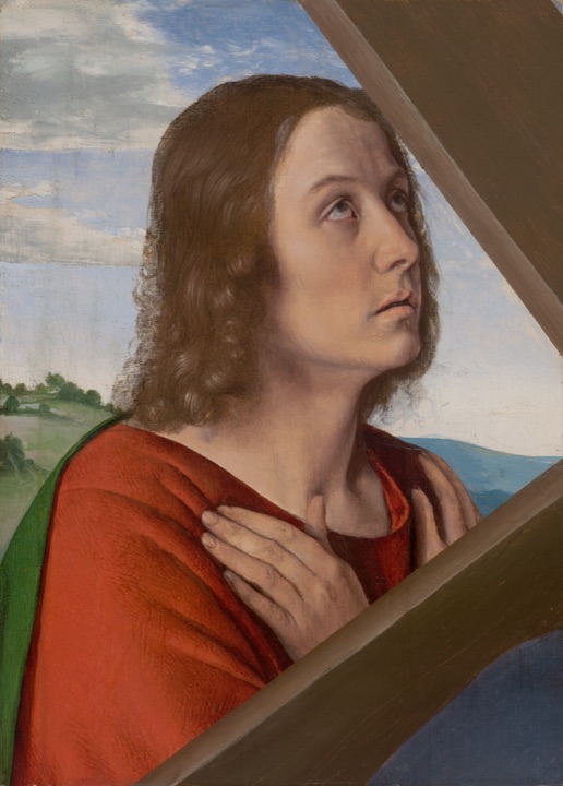 Fragment z Krista nesoucího kříž: Svatý Jan Evangelista, Jean Hey, (the Master of Moulins)