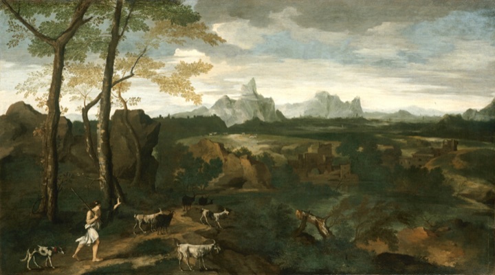 Krajina s pastýřem a kozami, Gaspard Dughet