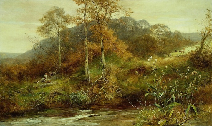 Podzimní říční scenérie, Potok, David Bates