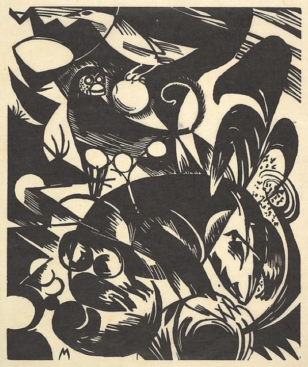 Stvoření I z alba „Nová evropská grafika, album III: Němečtí umělci“ [Schöpfungsgeschichte I z alba Neue Europäische Graphik III: Deutsche Künstler], Franz Marc