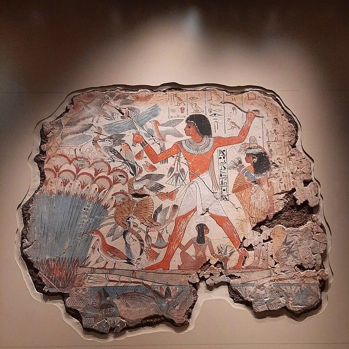 Lov ptáků v mokřinách z hrobky Nebamuna, neznámý egyptský malíř