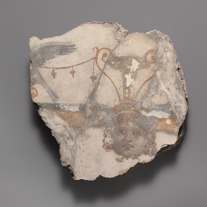 Fragment nástěnné malby s maskou Gorgony, Neznámý antický malíř