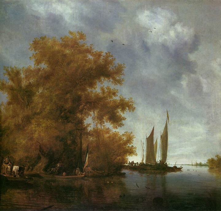 Říční krajina s loďkami, Salomon van Ruysdael