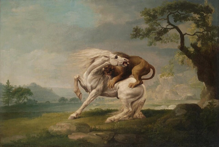 Lev útočící na koně, George Stubbs