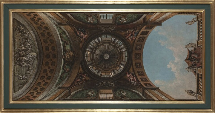 Iluzivní návrh klenby sálu na zámku Ujazdów, Bernardo Bellotto