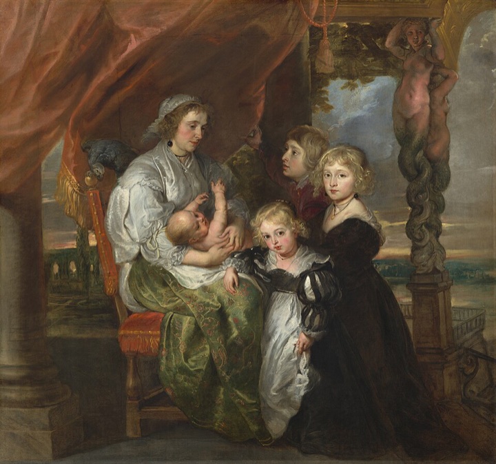 Deborah Kip, manželka sira Balthasara Gerbiera, s dětmi, Peter Paul Rubens