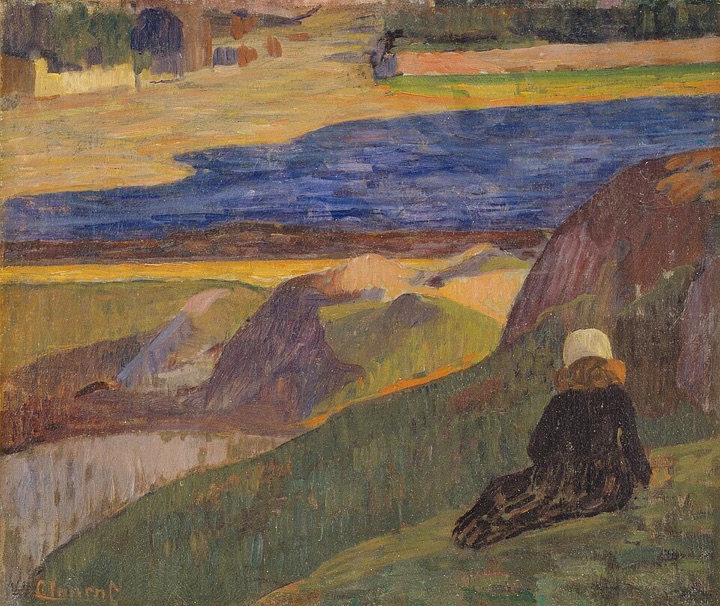 Bretonsk landskab med hvilende pige, Gad Frederik Clement