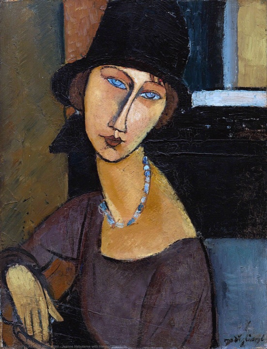 Jeanne Hébuterne s kloboukem a náhrdelníkem, Amedeo Modigliani