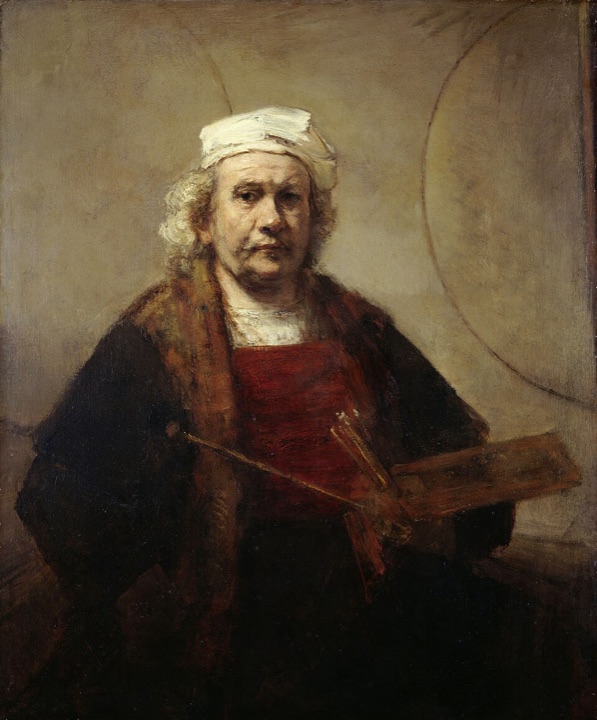 Autoportrét se dvěma kruhy, Rembrandt van Rijn