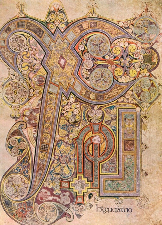 Monogram Krista Chi-Rho, Kniha z Kellsu, skriptoři a iluminátoři klášterního okruhu Iona/Kells